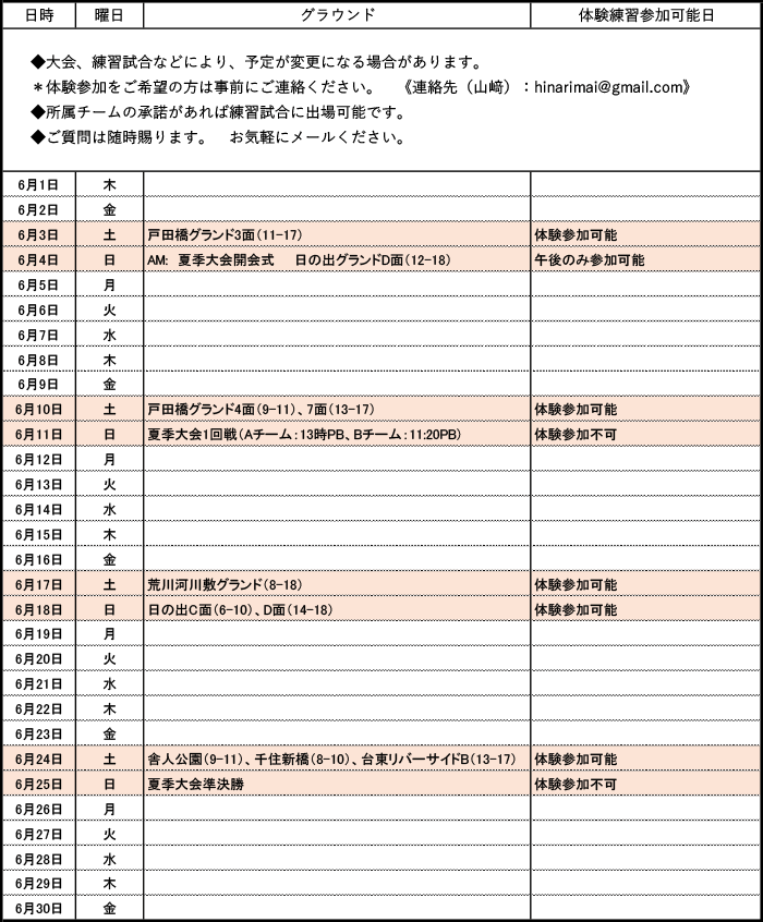 活動スケジュール