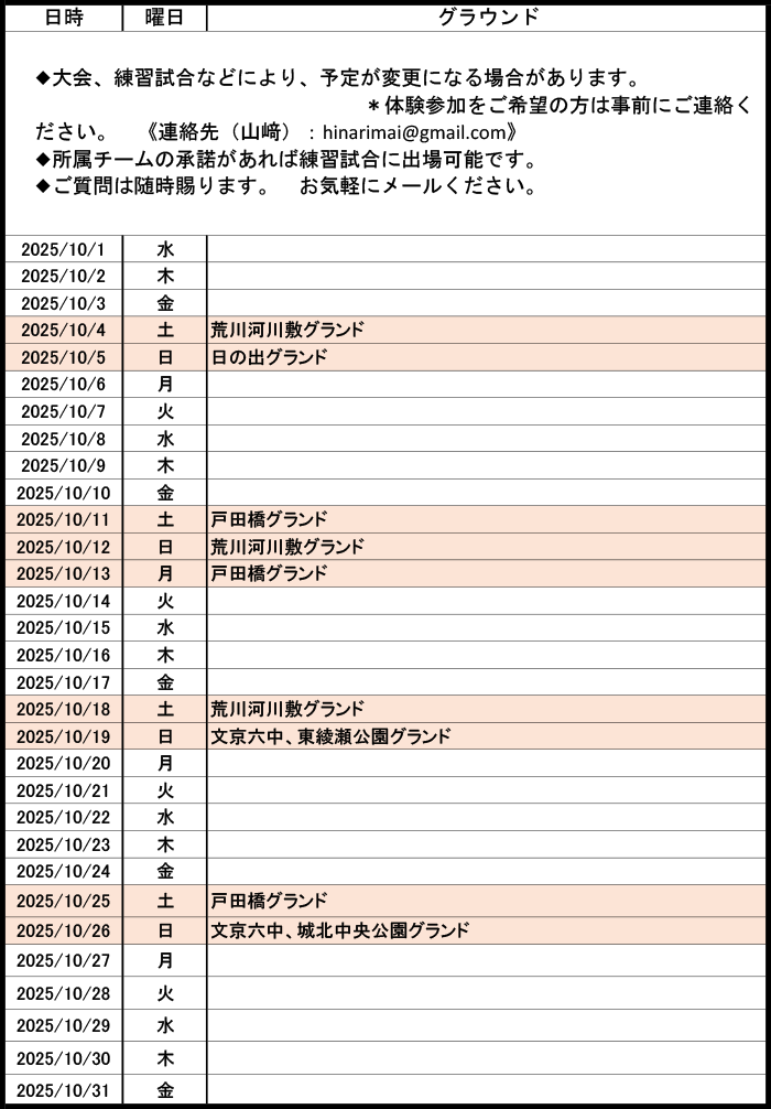 活動スケジュール