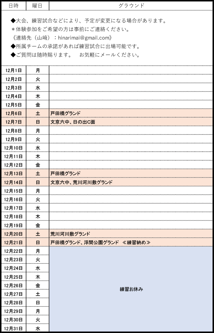 活動スケジュール