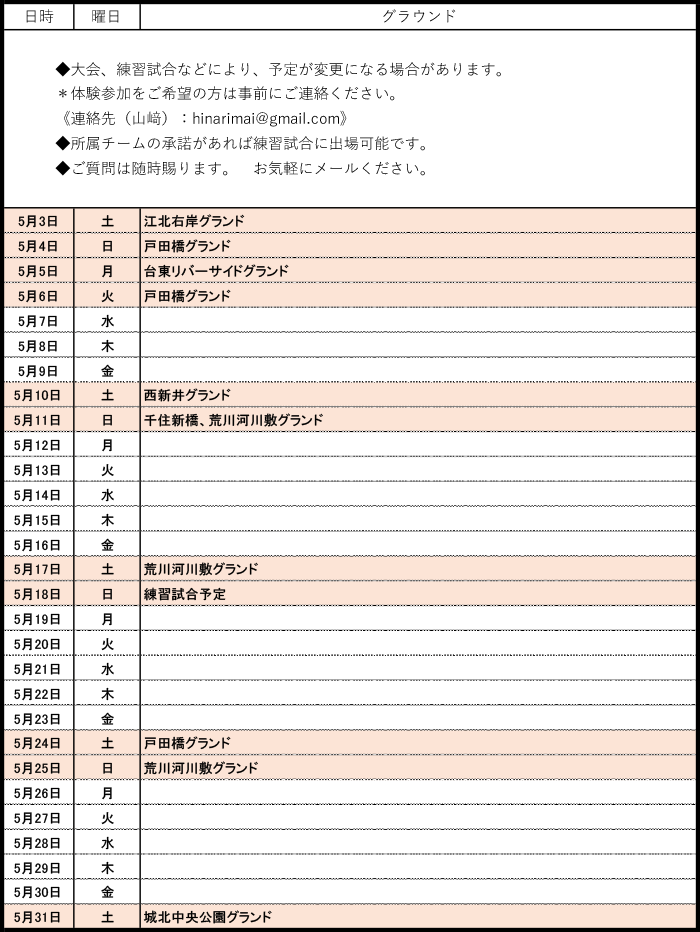 活動スケジュール
