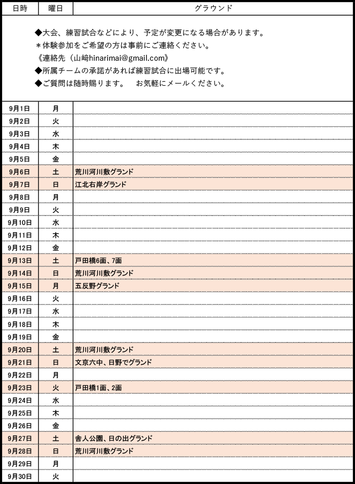 活動スケジュール