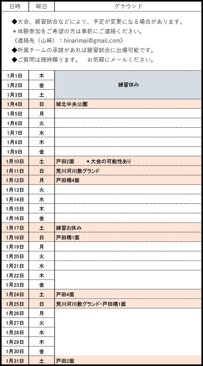 活動スケジュール