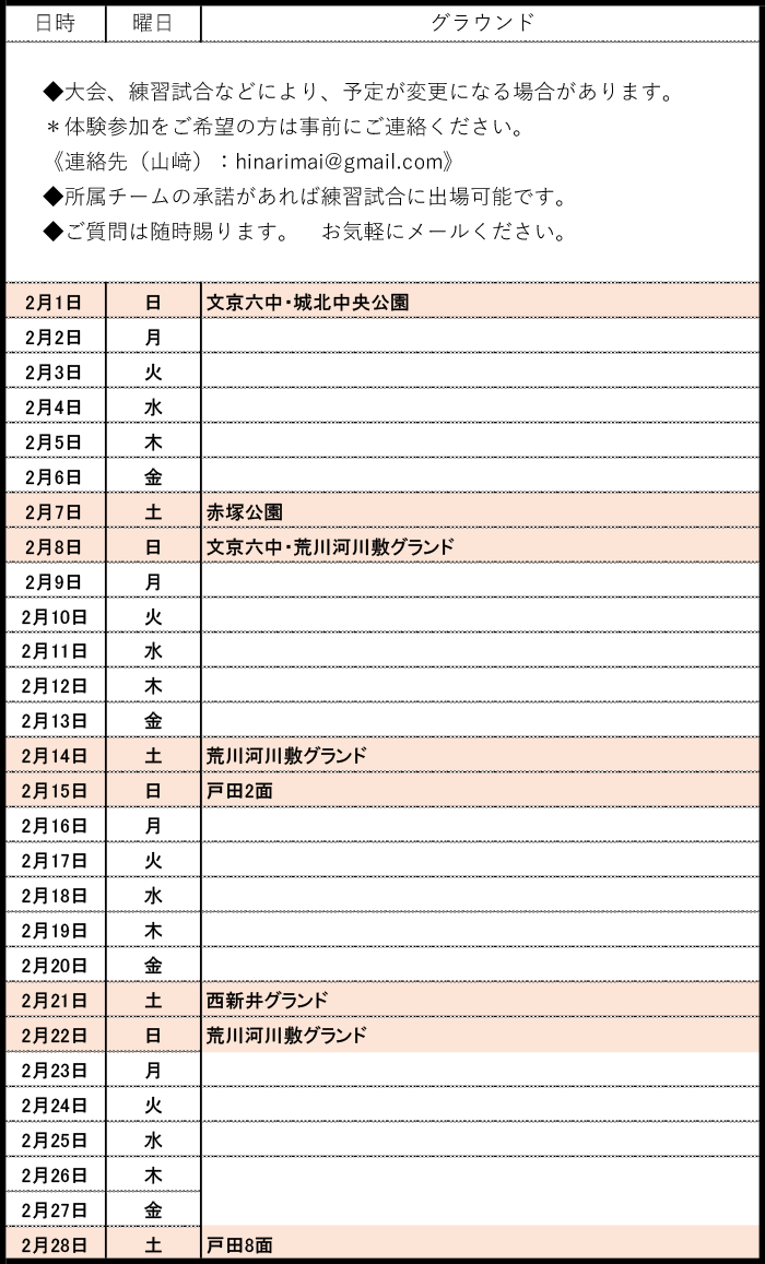 活動スケジュール