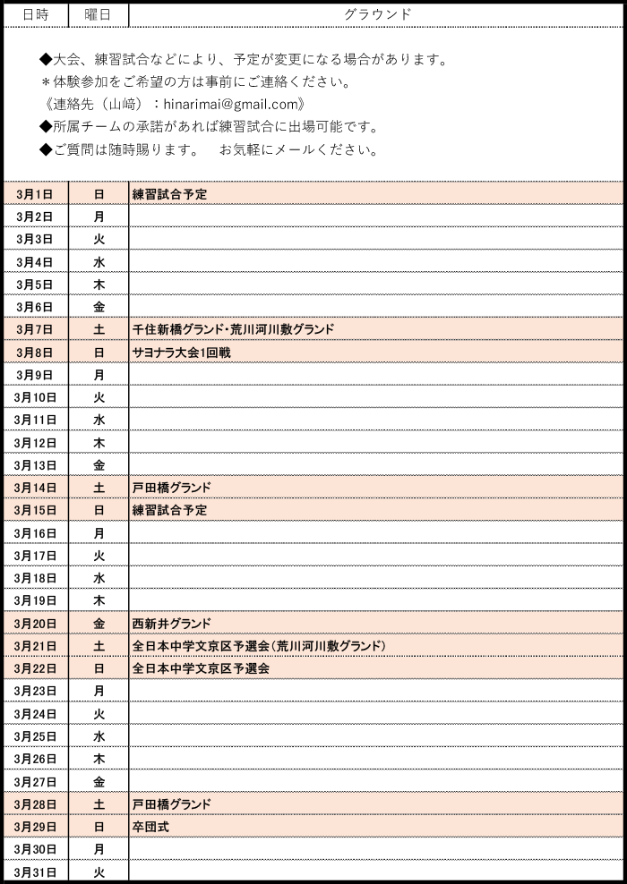 活動スケジュール